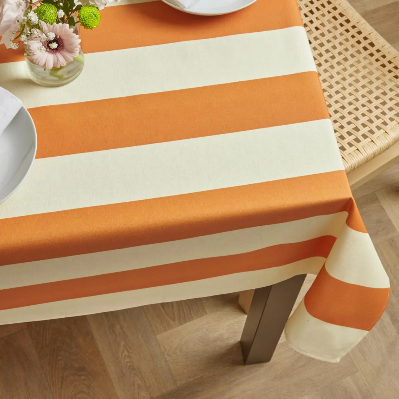 EMINZA Nappe rectangulaire coton enduit (150 x 250 cm) Clementine Orange Hot