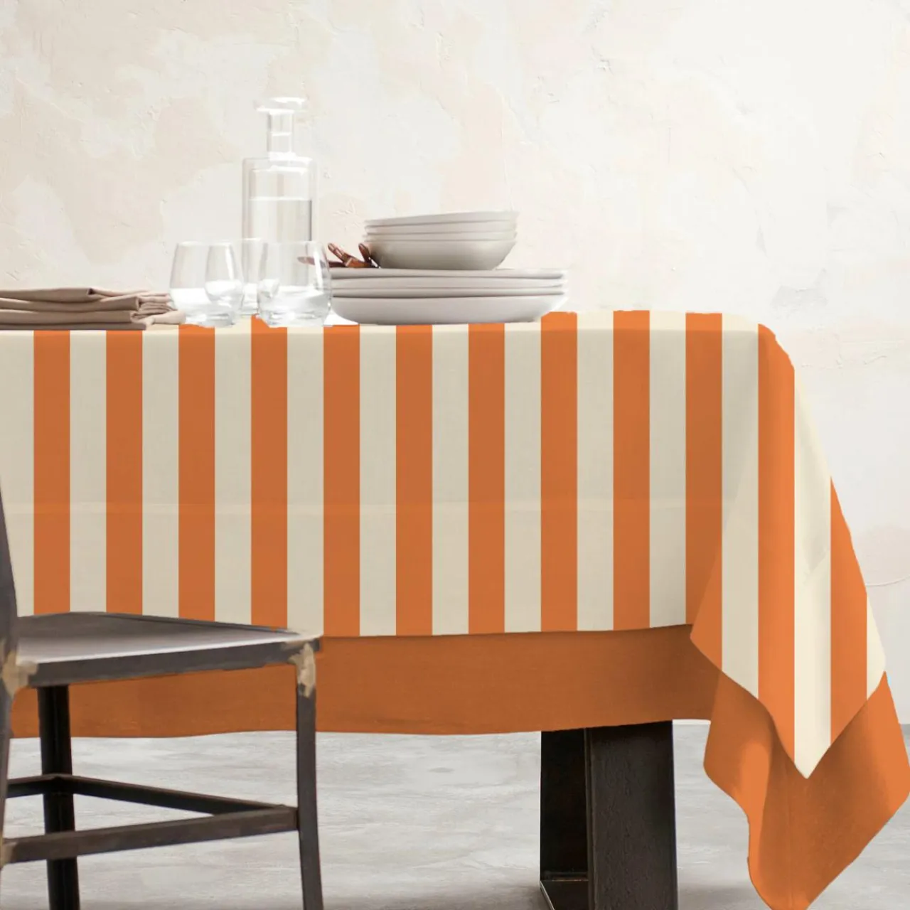 EMINZA Nappe rectangulaire coton enduit (150 x 250 cm) Clementine Orange Hot