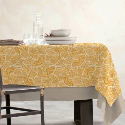 EMINZA Nappe rectangulaire coton enduit (150 x 350 cm) Sarah Jaune moutarde Best