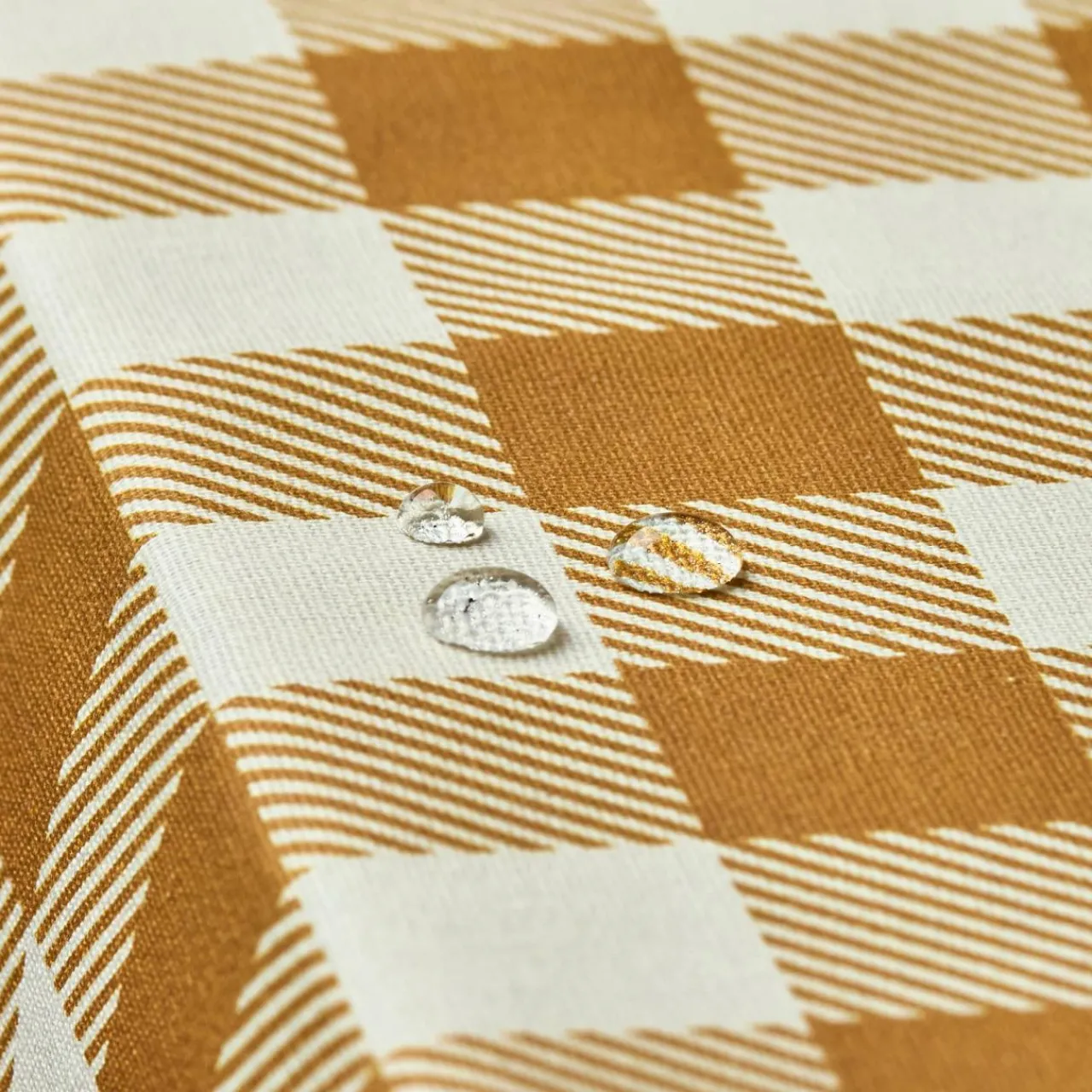 EMINZA Nappe rectangulaire coton enduit (150 x 350 cm) Vichy Jaune moutarde Hot