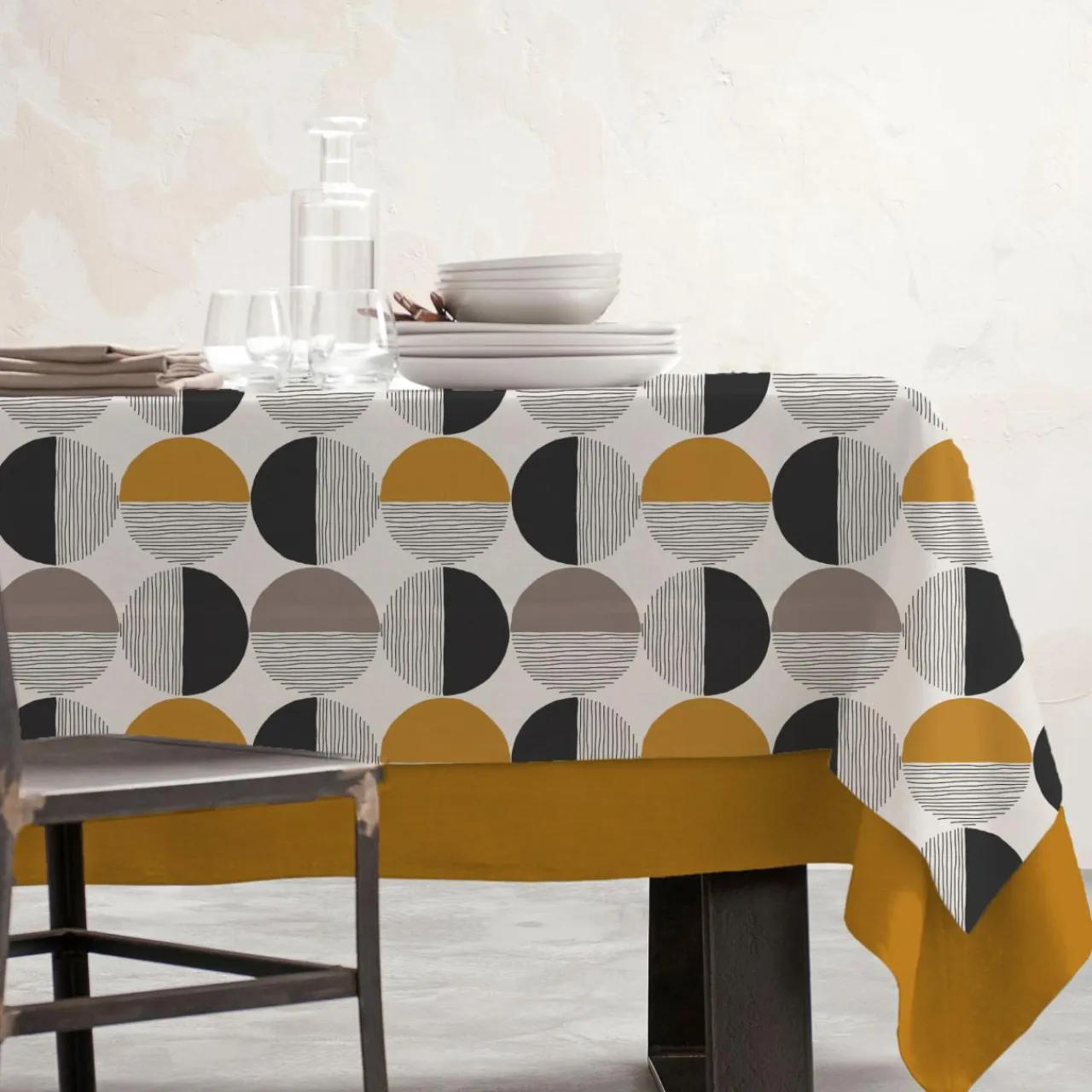 EMINZA Nappe rectangulaire coton enduit (150 x 350 cm) Harlem Multicolore Online