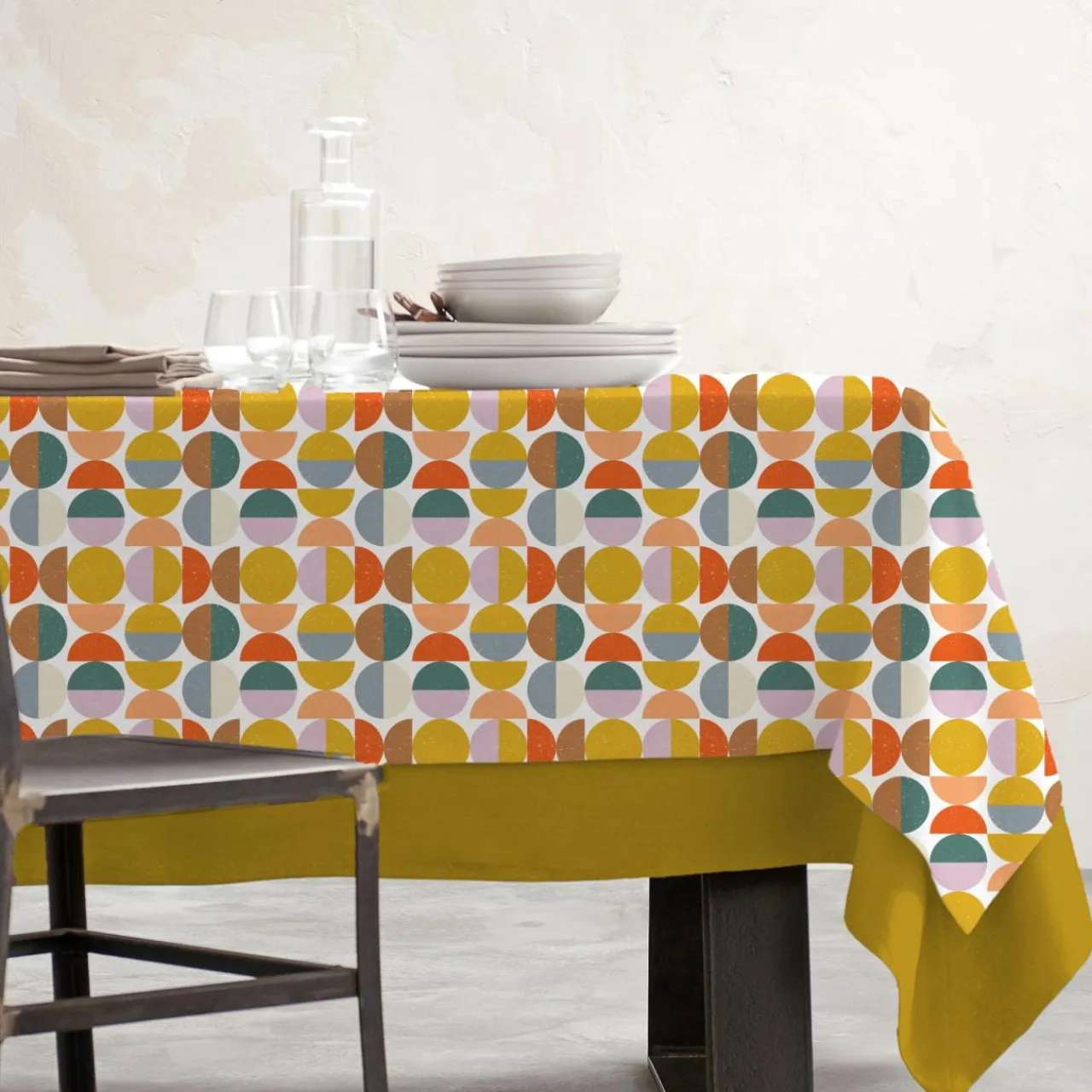 EMINZA Nappe rectangulaire coton enduit (150 x 250 cm) Brooklyn Multicolore Discount