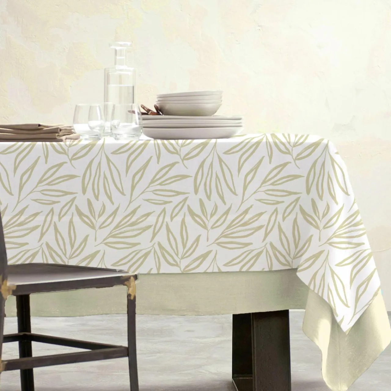 EMINZA Nappe rectangulaire coton enduit (150 x 250 cm) Galice Beige Sale