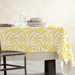 EMINZA Nappe rectangulaire coton enduit (150 x 250 cm) Galice Jaune moutarde Discount