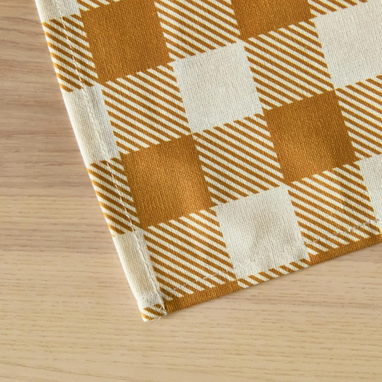 EMINZA Nappe rectangulaire coton enduit (150 x 250 cm) Vichy Jaune moutarde Clearance