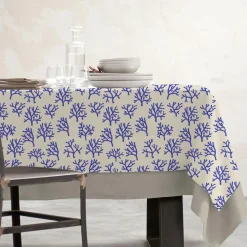 EMINZA Nappe rectangulaire coton enduit (150 x 250 cm) Moorea e Bleu Hot