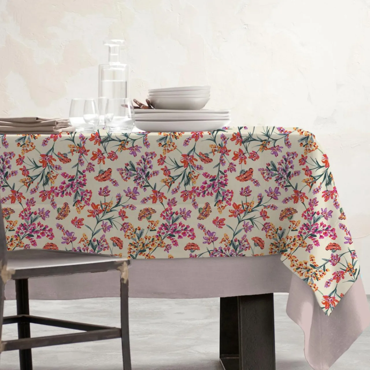 EMINZA Nappe rectangulaire coton enduit (150 x 250 cm) Margot Multicolore Discount
