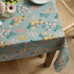 EMINZA Nappe rectangulaire coton enduit (150 x 250 cm) Juliette Vert Eucalyptus