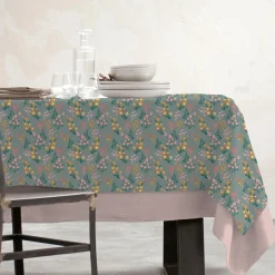 EMINZA Nappe rectangulaire coton enduit (150 x 250 cm) Juliette Vert Eucalyptus