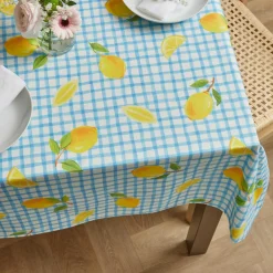 EMINZA Nappe rectangulaire coton enduit (150 x 350 cm) Menton e Bleu Sale