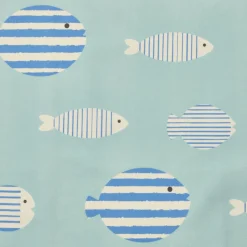 EMINZA Nappe rectangulaire coton enduit (150 x 250 cm) Fish e Bleu Discount