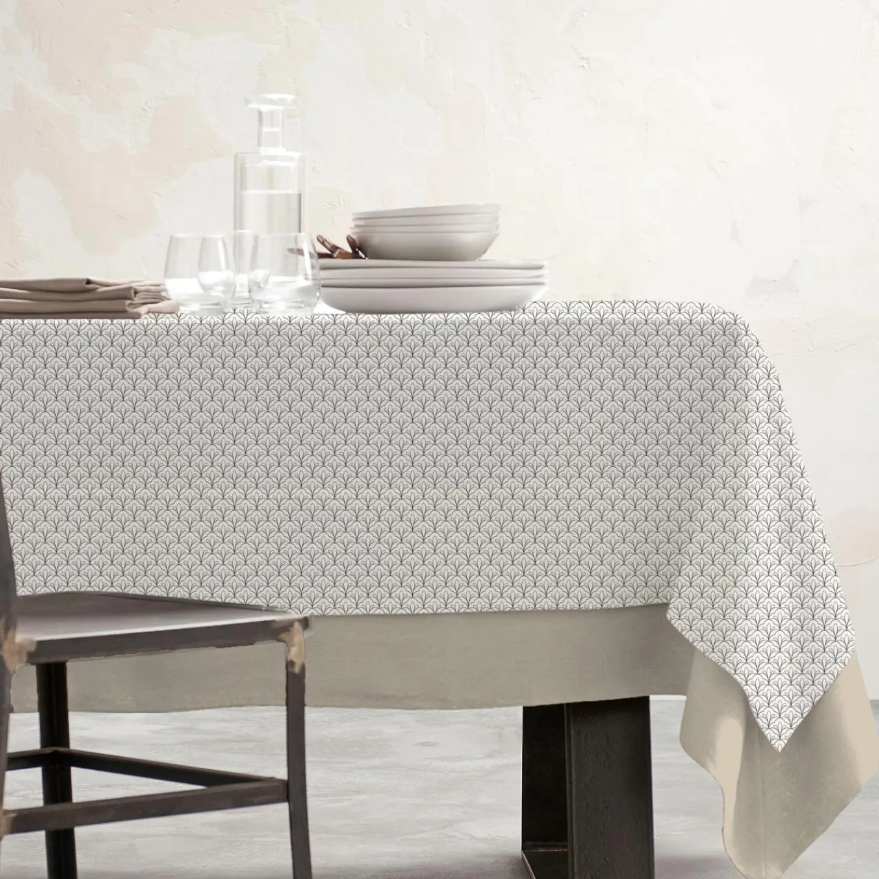 EMINZA Nappe rectangulaire coton enduit (150 x 250 cm) Clara e Gris Sale