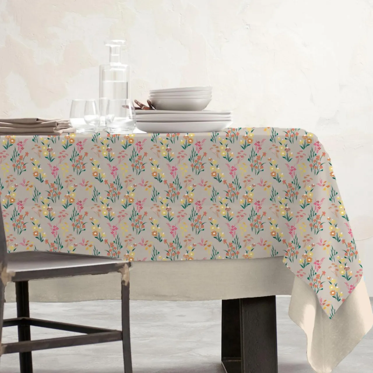 EMINZA Nappe rectangulaire coton enduit (150 x 250 cm) Juliette Beige Best