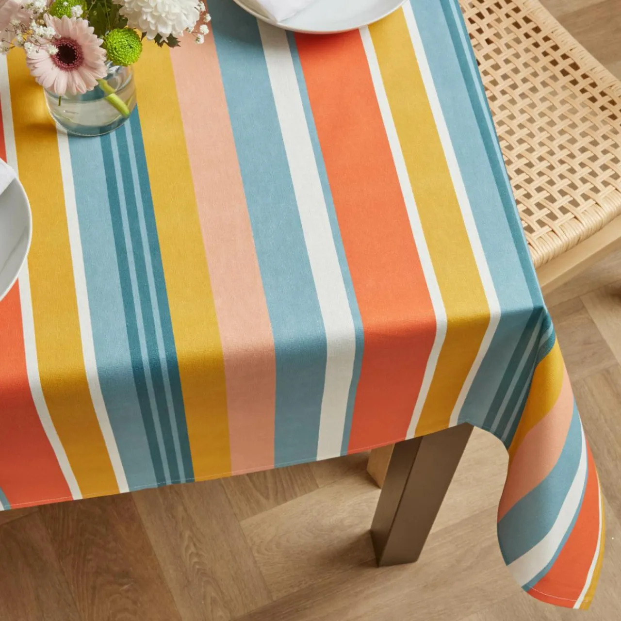 EMINZA Nappe rectangulaire coton enduit (150 x 350 cm) Mandarine Multicolore Best