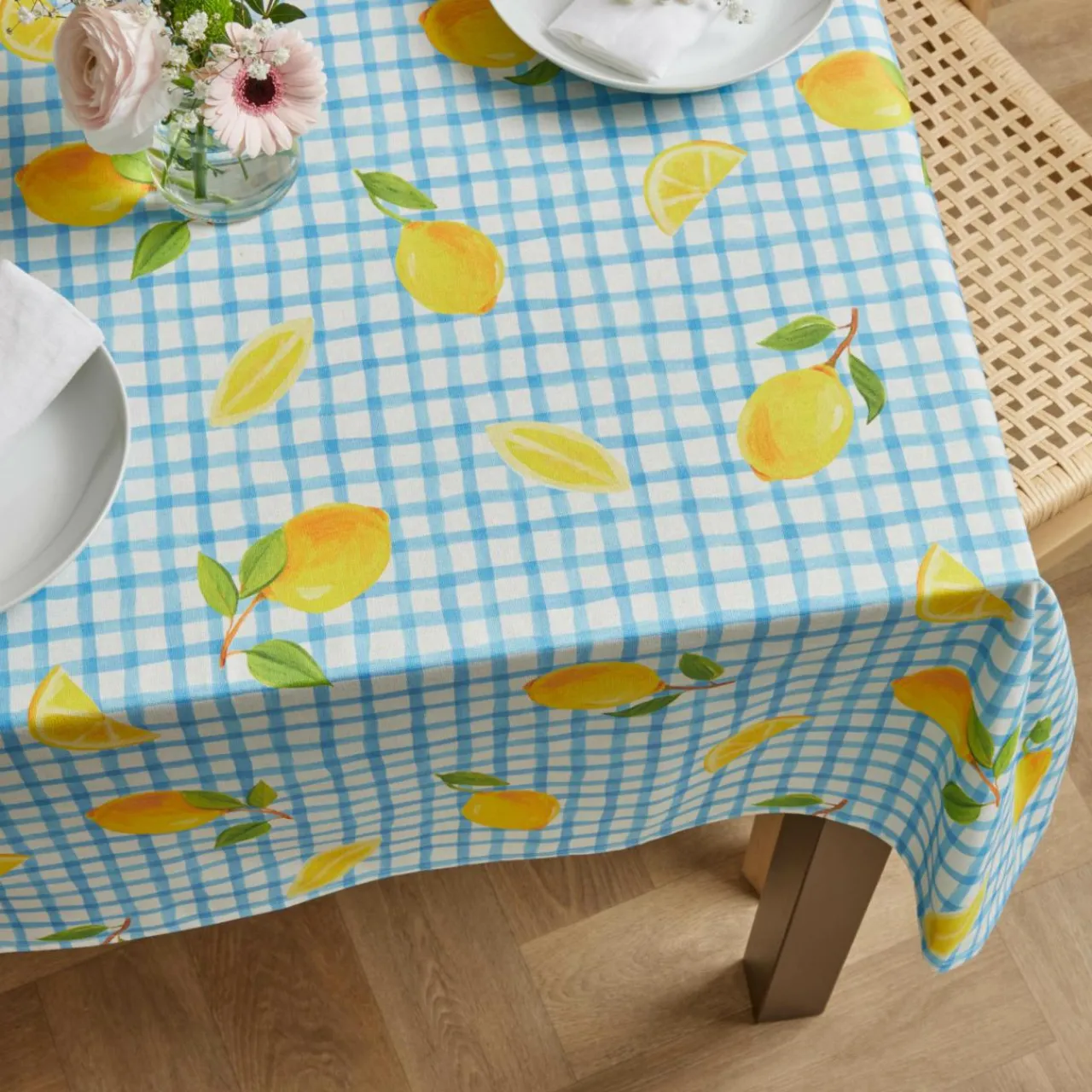 EMINZA Nappe rectangulaire coton enduit (150 x 250 cm) Menton e Bleu