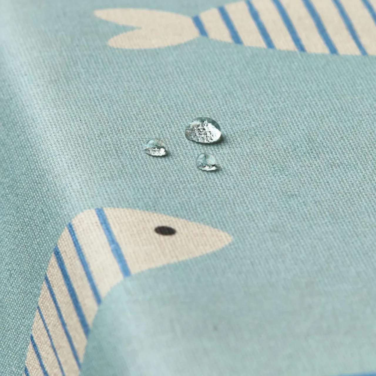 EMINZA Nappe rectangulaire coton enduit (150 x 350 cm) Fish e Bleu Discount