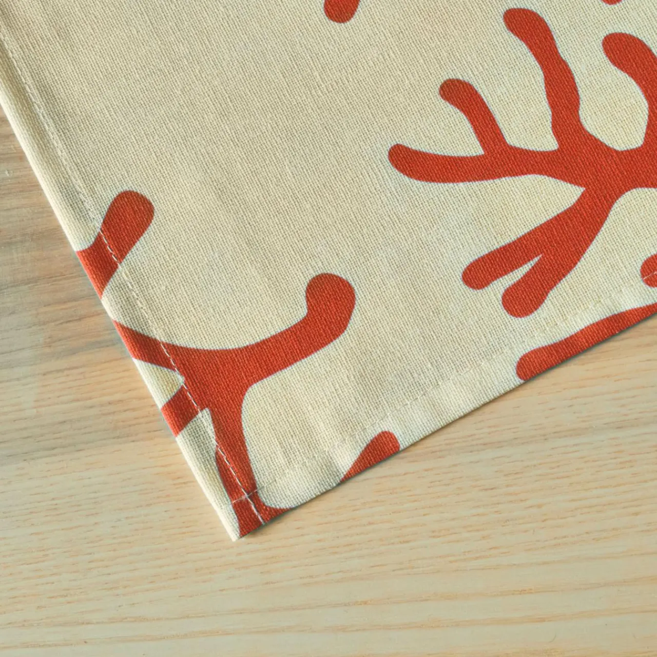 EMINZA Nappe rectangulaire coton enduit (150 x 350 cm) Moorea Corail Orange Sale