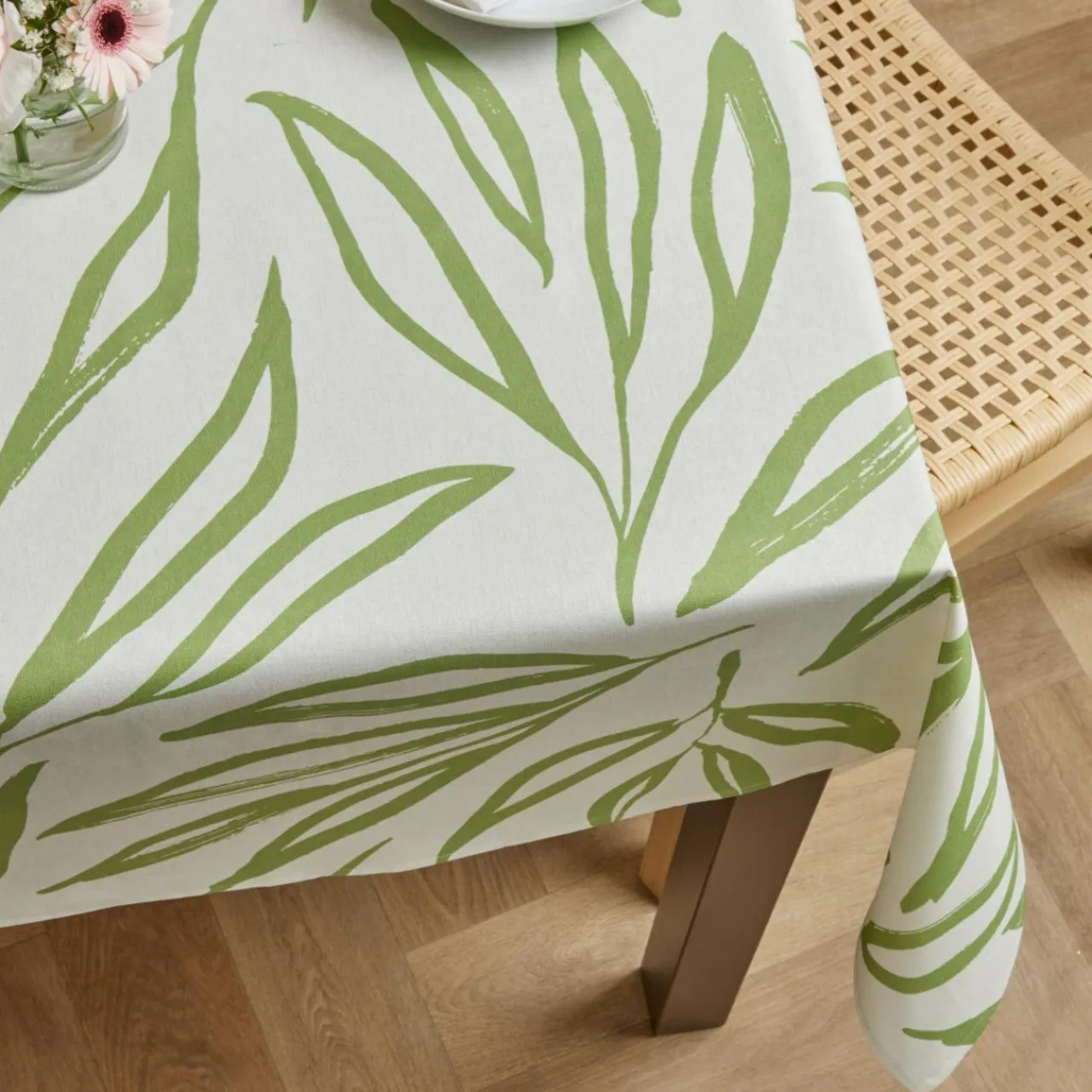EMINZA Nappe rectangulaire coton enduit (150 x 250 cm) Galice Vert Eucalyptus Discount