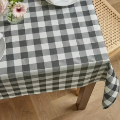 EMINZA Nappe rectangulaire coton enduit (150 x 250 cm) Vichy e Noir Outlet