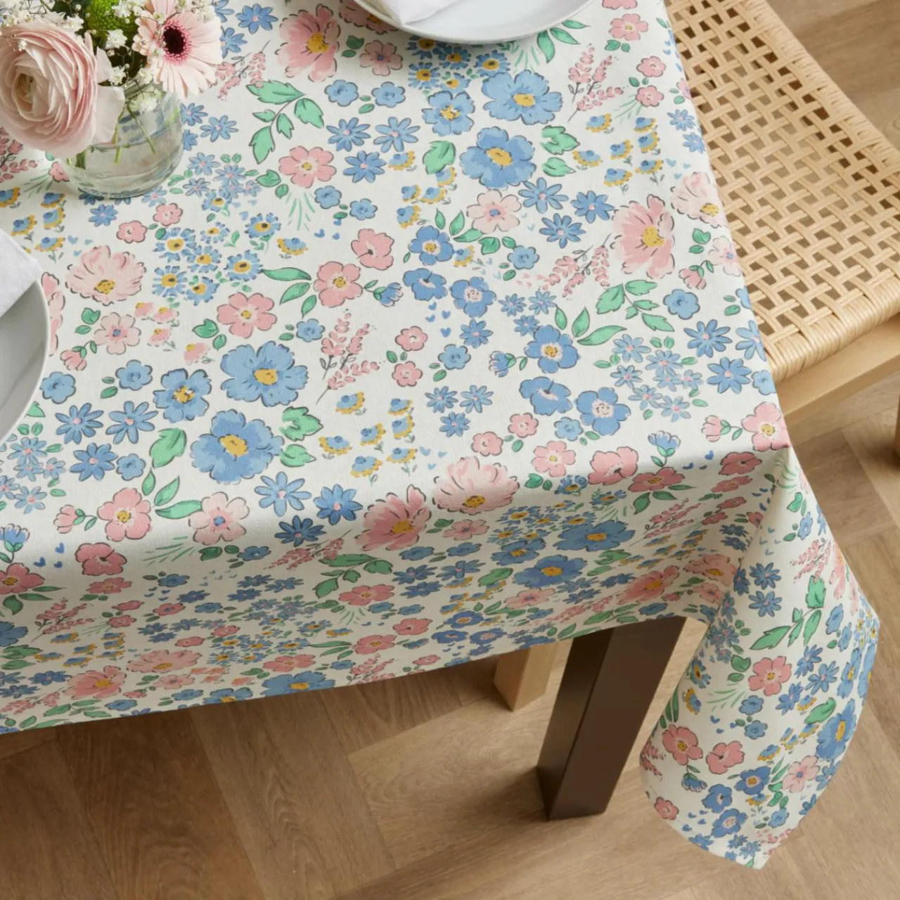 EMINZA Nappe rectangulaire coton enduit (150 x 350 cm) Corolle Multicolore
