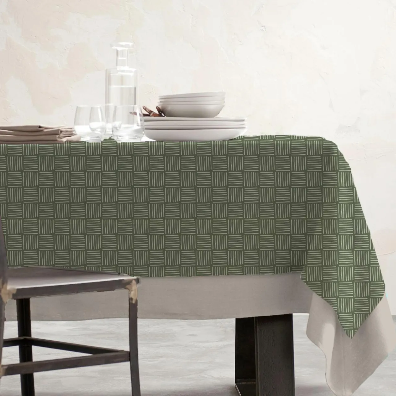 EMINZA Nappe rectangulaire coton enduit (150 x 350 cm) Paolo e Vert Clearance