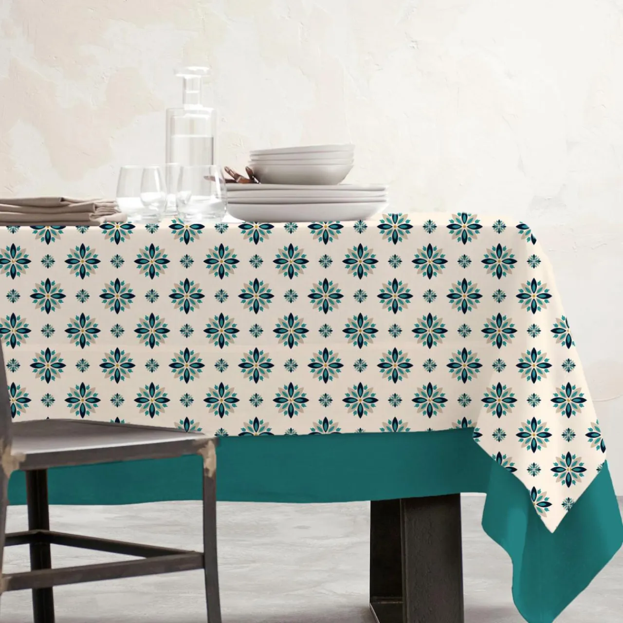 EMINZA Nappe rectangulaire coton enduit (150 x 250 cm) Porto Multicolore