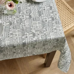 EMINZA Nappe rectangulaire coton enduit (150 x 350 cm) Home e Gris Best