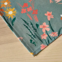 EMINZA Nappe rectangulaire coton enduit (150 x 350 cm) Juliette Vert Eucalyptus Sale