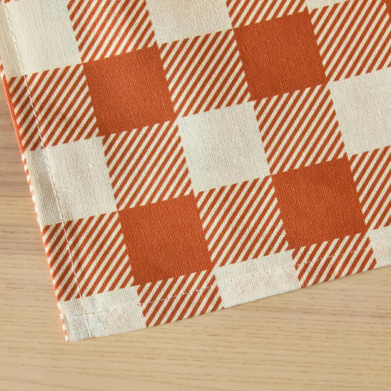 EMINZA Nappe rectangulaire coton enduit (150 x 250 cm) Vichy Terracotta