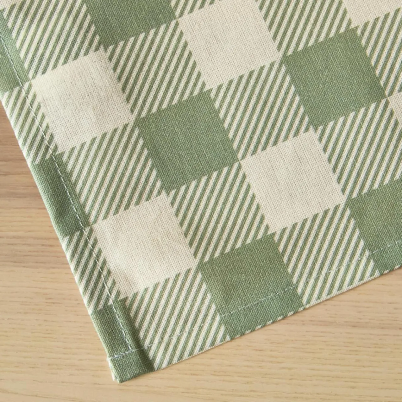 EMINZA Nappe rectangulaire coton enduit (150 x 350 cm) Vichy Vert sauge Best