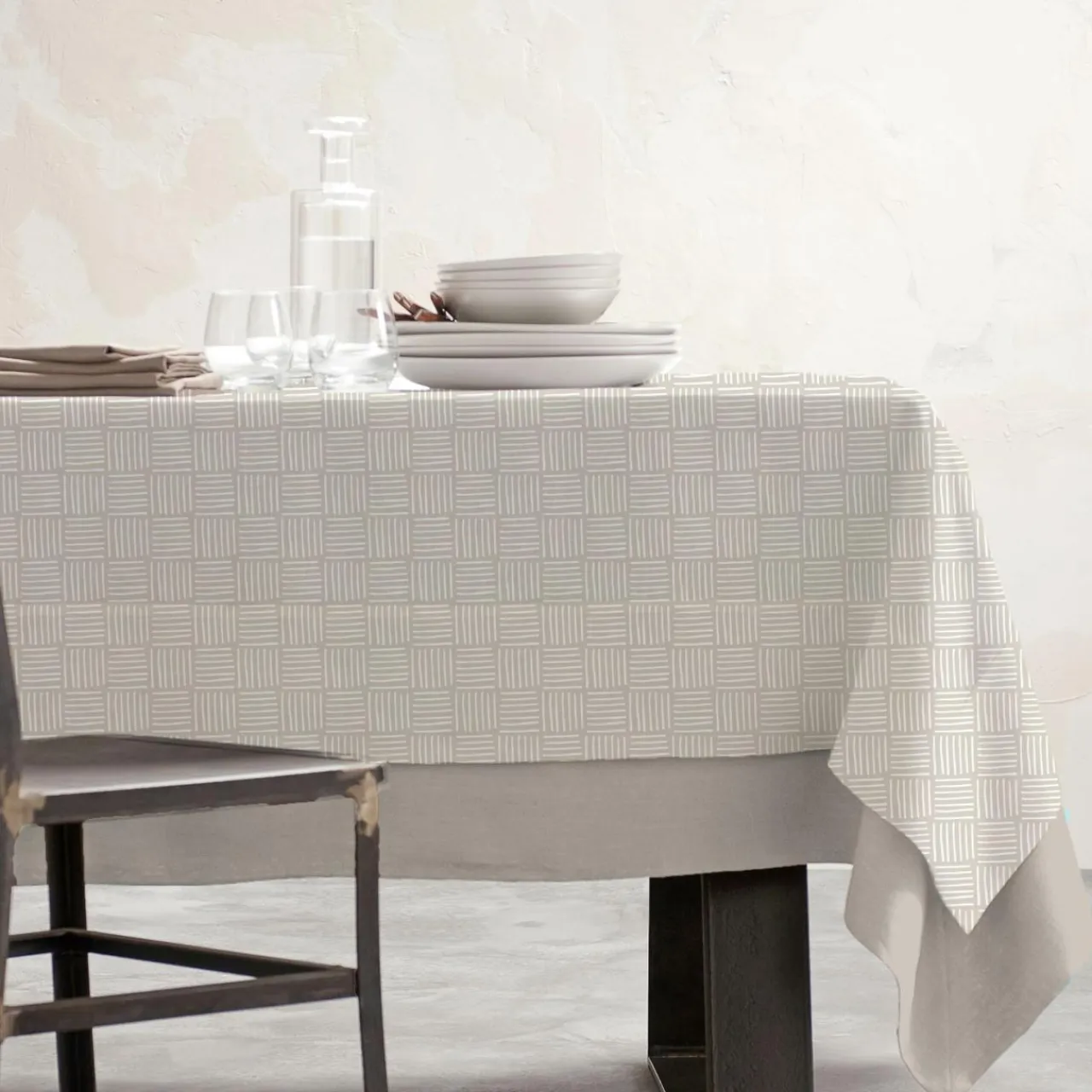 EMINZA Nappe rectangulaire coton enduit (150 x 350 cm) Paolo Beige Online