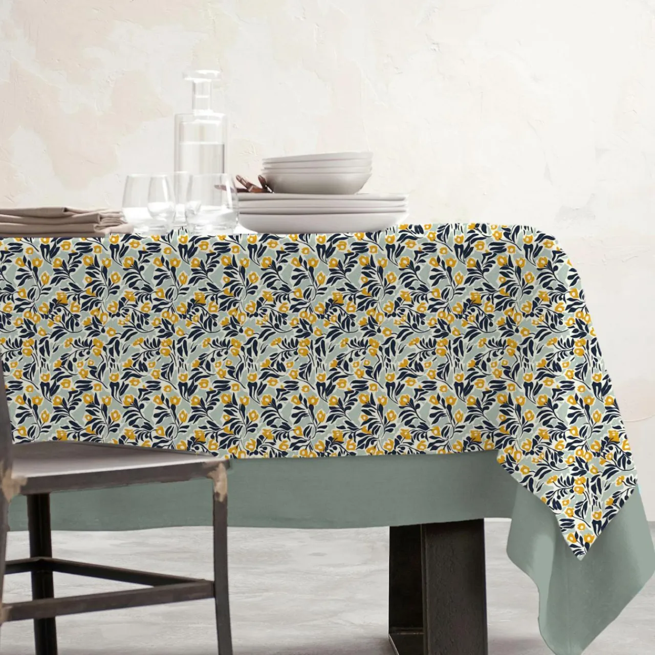 EMINZA Nappe rectangulaire coton enduit (150 x 350 cm) Mafalda Multicolore Clearance