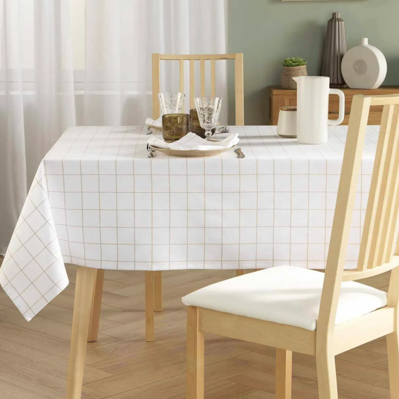 douceur d'intu017drieur Nappe rectangulaire coton (140 x 240 cm) Axel he Blanc Discount