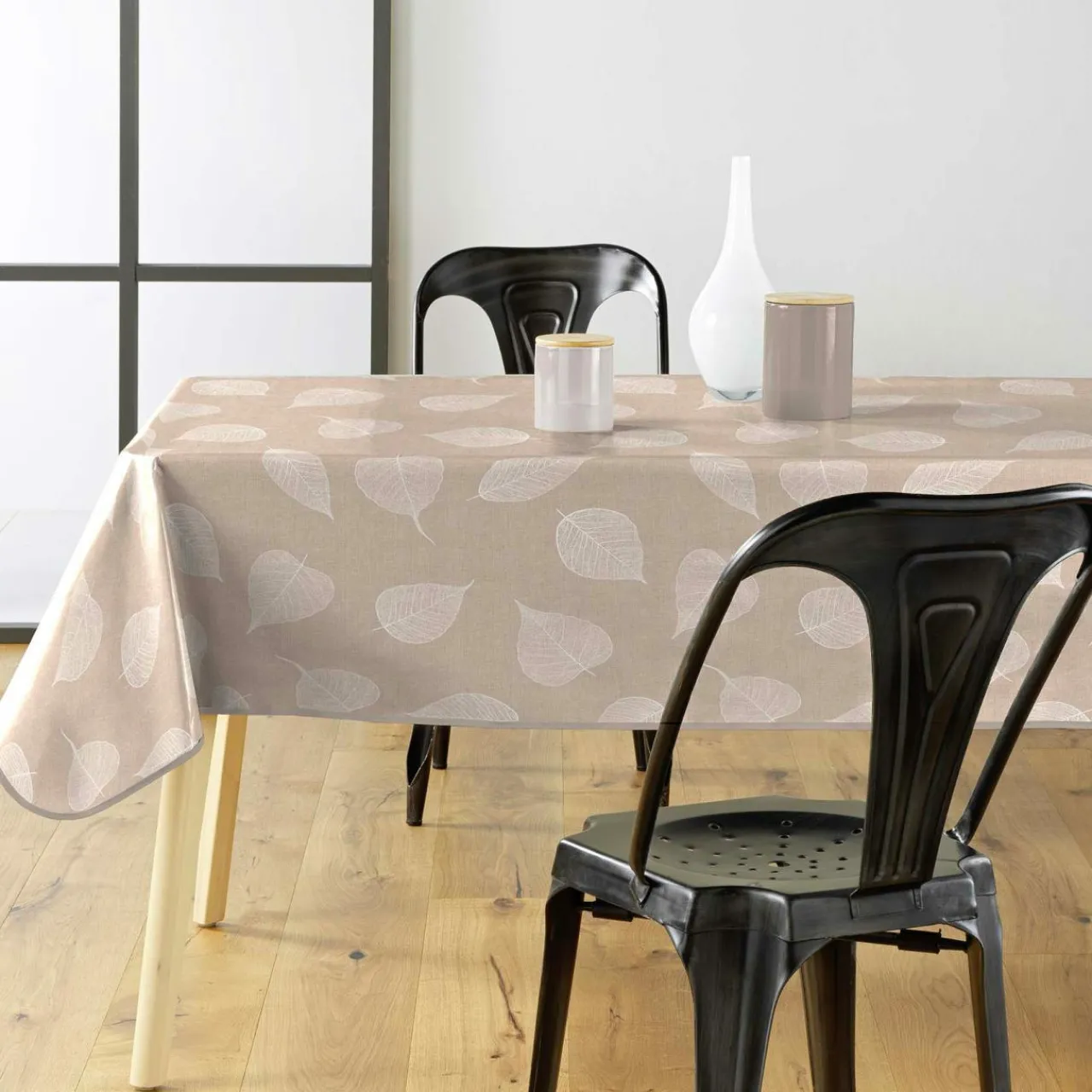 douceur d'intu017drieur Nappe rectangulaire enduite PVC (140 x 240 cm) Feuillys he Blanc