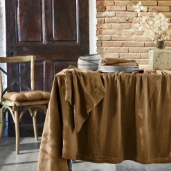 EMINZA Nappe rectangulaire gaze de coton (150 x 350 cm) Gaïa Camel Best
