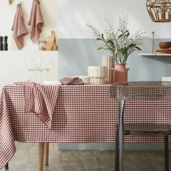 EMINZA Nappe rectangulaire gaze de coton (150 x 250 cm) Gaïa vichy Terracotta Outlet