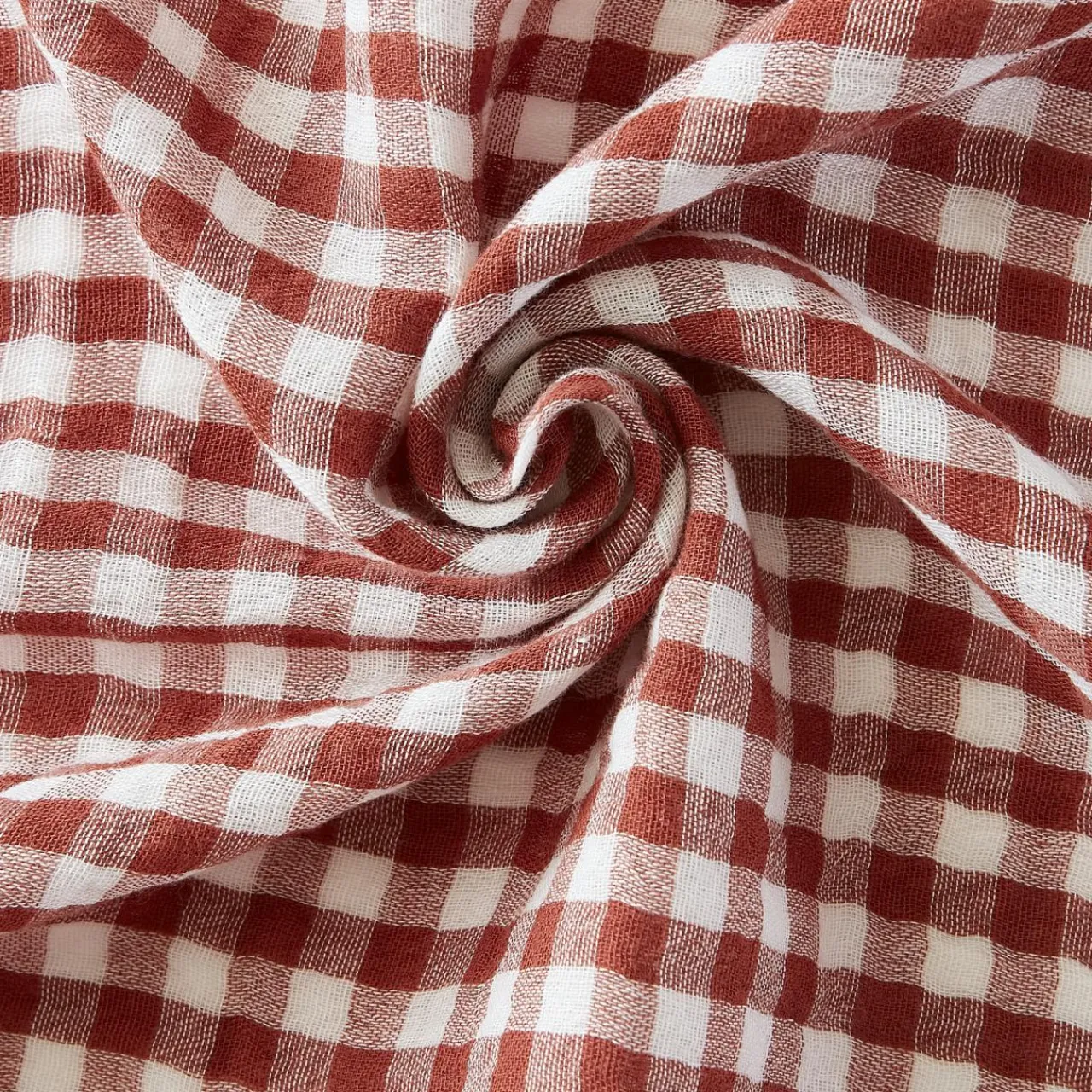 EMINZA Nappe rectangulaire gaze de coton (150 x 250 cm) Gaïa vichy Terracotta Outlet