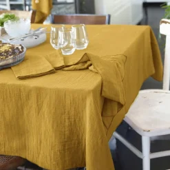 EMINZA Nappe rectangulaire gaze de coton (150 x 250 cm) Gaïa Jaune safran