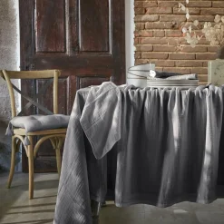 EMINZA Nappe rectangulaire gaze de coton (150 x 250 cm) Gaïa Gris granit Gris foncé Sale