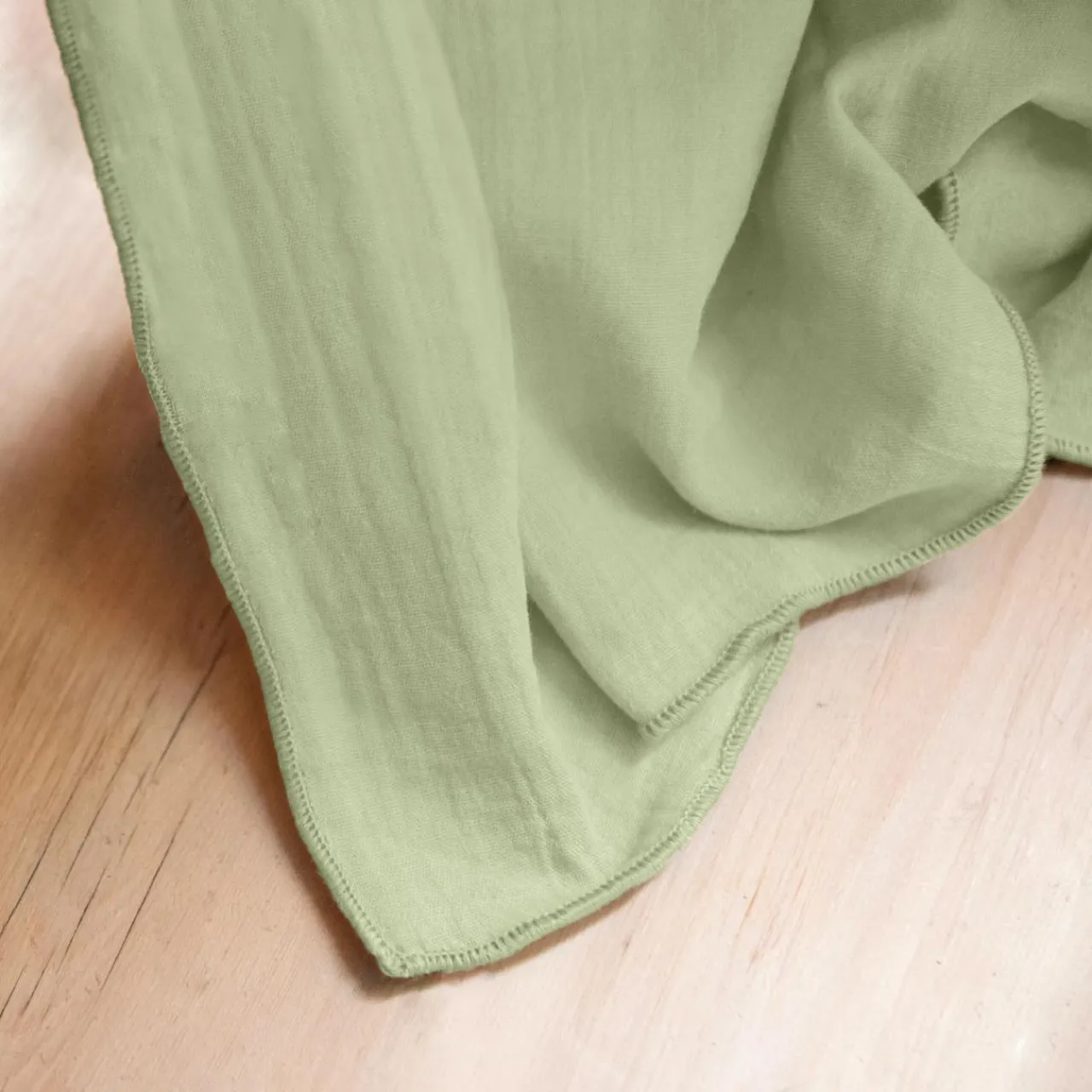 EMINZA Nappe rectangulaire gaze de coton (150 x 350 cm) Gaïa Vert tilleul Online