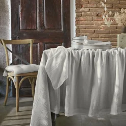 EMINZA Nappe rectangulaire gaze de coton (150 x 350 cm) Gaïa Gris nuage Gris clair Online