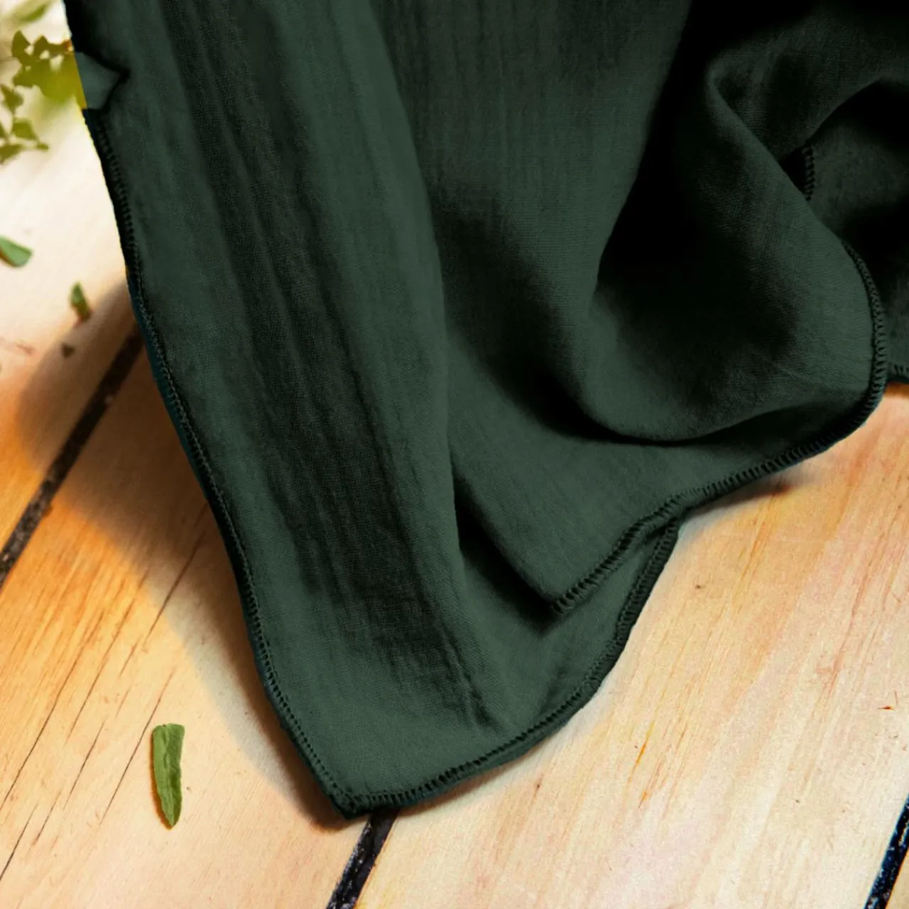 EMINZA Nappe rectangulaire gaze de coton (150 x 250 cm) Gaïa Vert sapin New