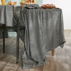 EMINZA Nappe rectangulaire gaze de coton (150 x 250 cm) Gaïa vichy e Noir Best