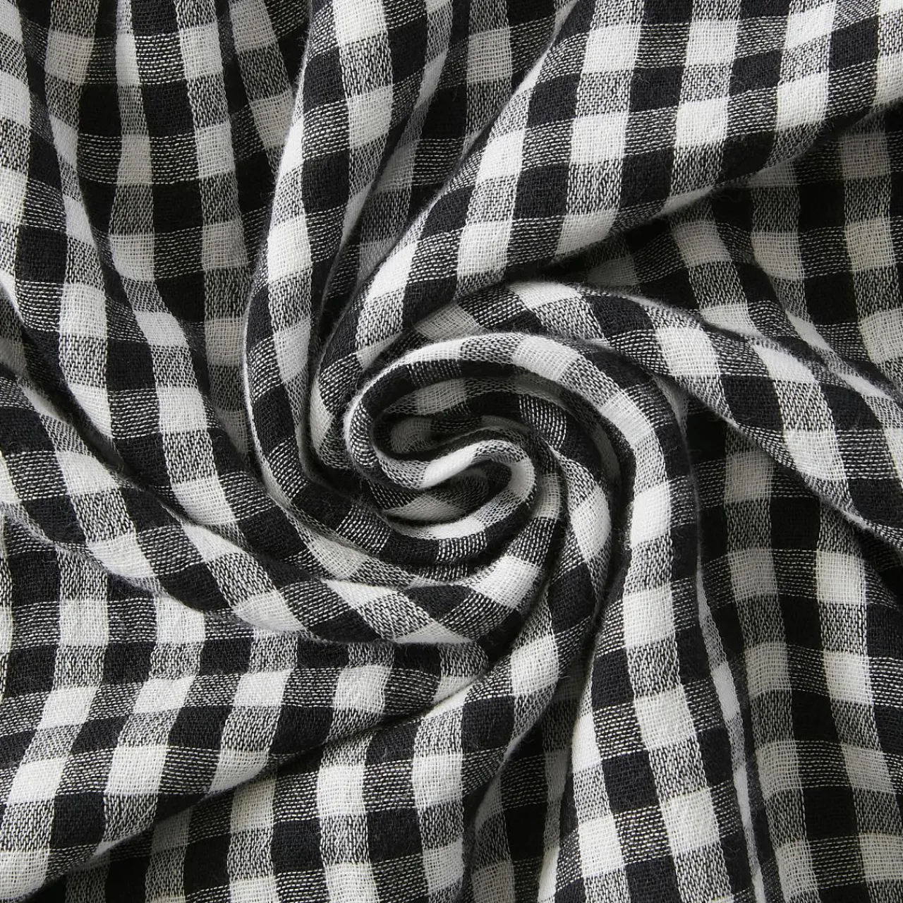 EMINZA Nappe rectangulaire gaze de coton (150 x 350 cm) Gaïa vichy e Noir Clearance