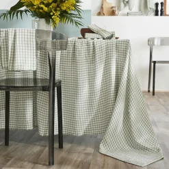 EMINZA Nappe rectangulaire gaze de coton (150 x 350 cm) Gaïa vichy Vert Eucalyptus Online