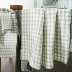 EMINZA Nappe rectangulaire gaze de coton (150 x 350 cm) Gaïa vichy Vert Eucalyptus Online