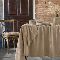 EMINZA Nappe rectangulaire gaze de coton (150 x 250 cm) Gaïa Ficelle