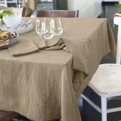 EMINZA Nappe rectangulaire gaze de coton (150 x 250 cm) Gaïa Ficelle