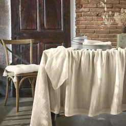 EMINZA Nappe rectangulaire gaze de coton (150 x 350 cm) Gaïa pampa Beige New