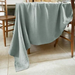 EMINZA Nappe rectangulaire lin lavé (170 x 350 cm) Louise Vert Eucalyptus Outlet